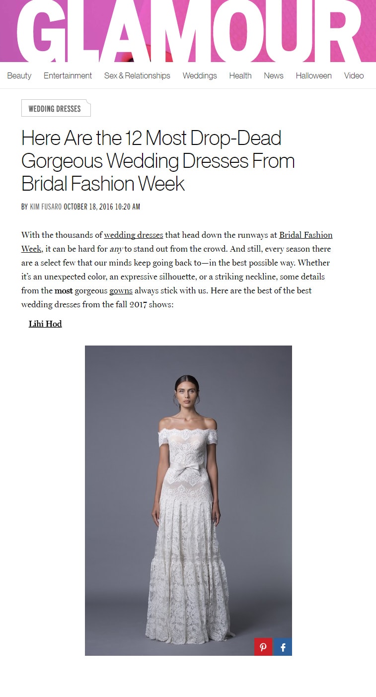 Glamour: Here Are the 12 Most Drop-Dead  Gorgeous Wedding Dresses From  Bridal Fashion Week