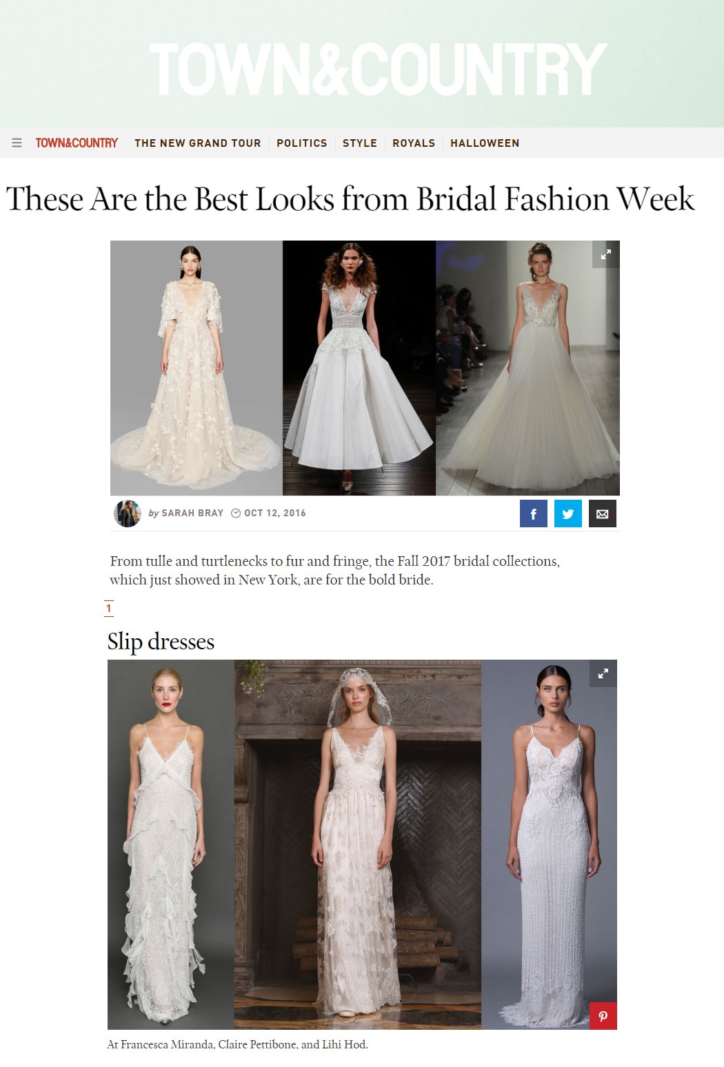 Town & Country: These Are the Best Looks from Bridal Fashion Week